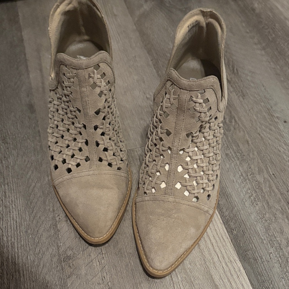 BP Beige Woven Ankle Booties 9
